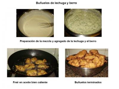 Bu&ntilde;uelos de lechuga y berro